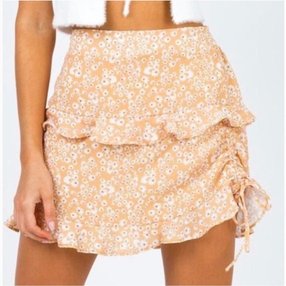 Princess Polly Olywin Mini Skirt Womens 6 Peach Ruffle Coquette Cottagecore